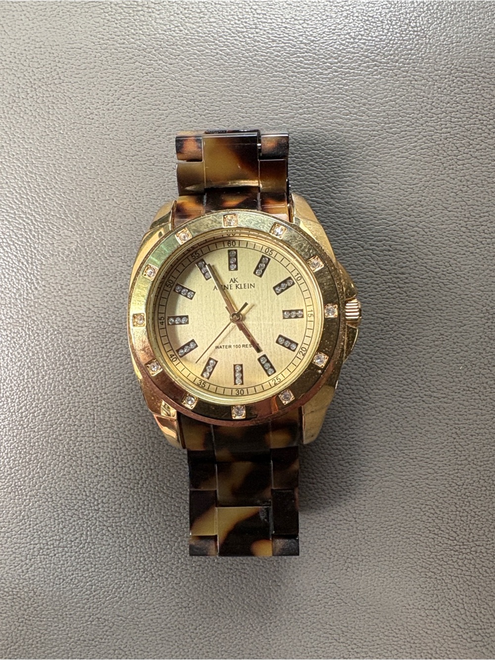 Anne Klein Gold and Tortoiseshell Resin Bracelet Watch